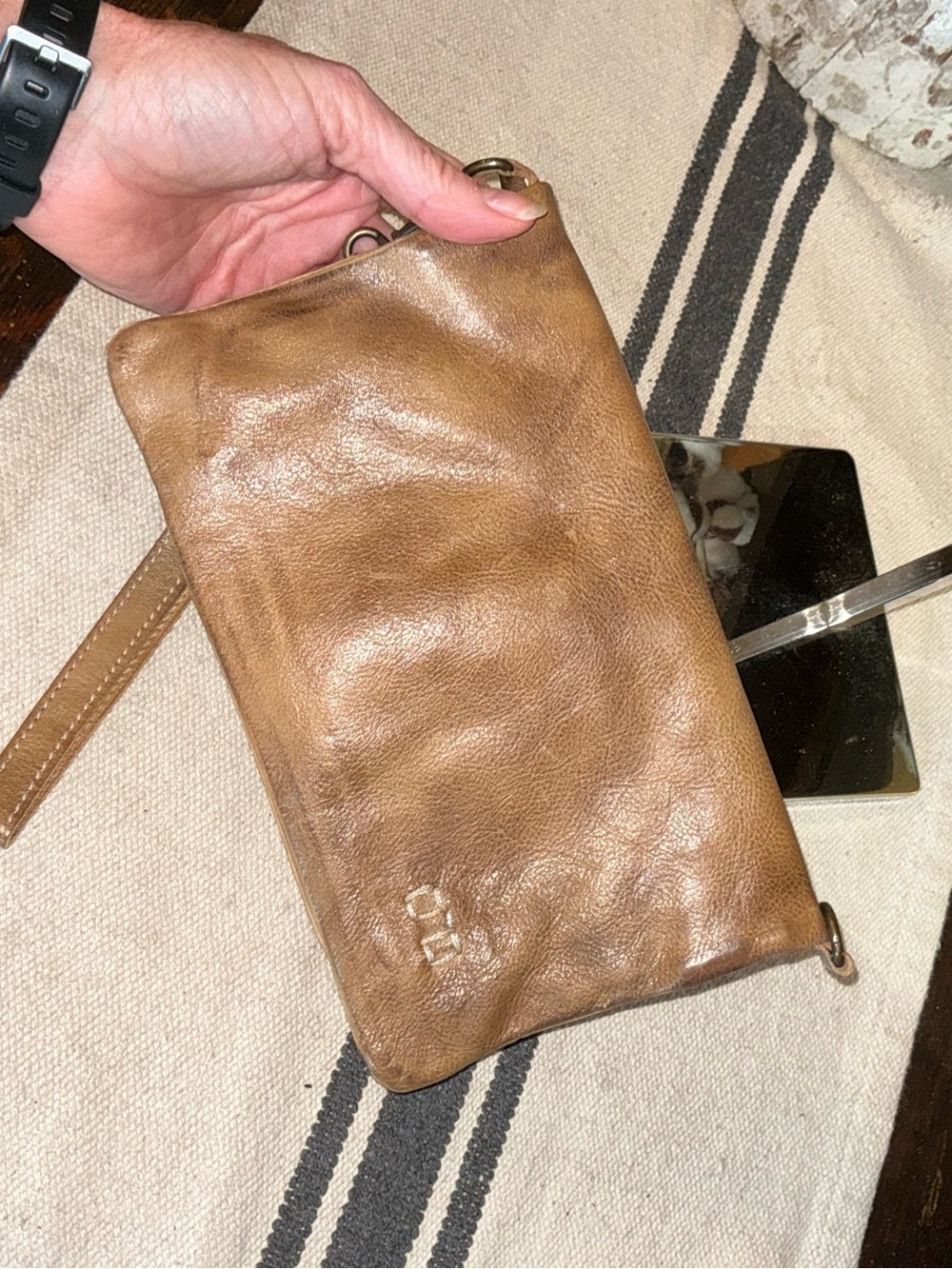 Bed Stu Leather Cadence Wallet Wristlet Crossbody Bag Taupe Rustic MSRP $179 - Picture 9 of 13